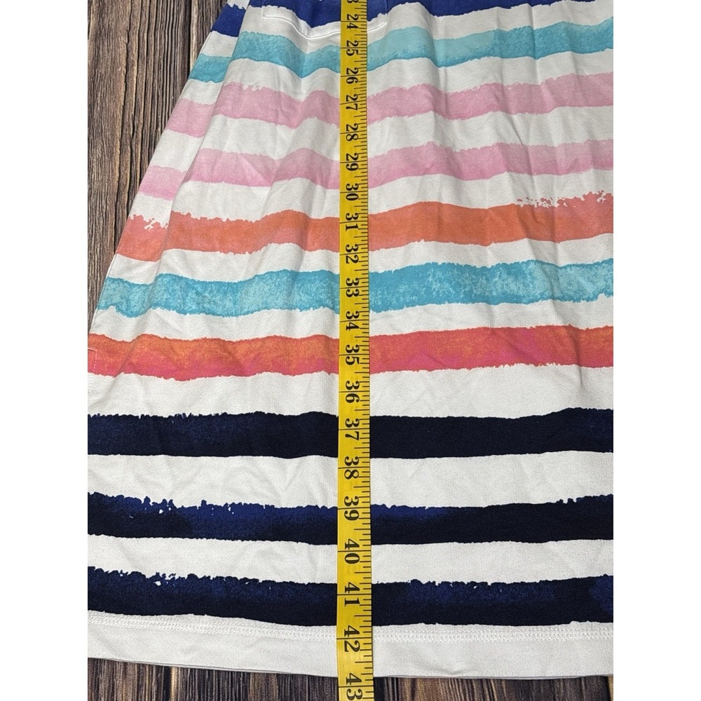 T by Talbots Dress Womens Large Striped Multicolor Midi Belted Casual Summer - Picture 4 of 14